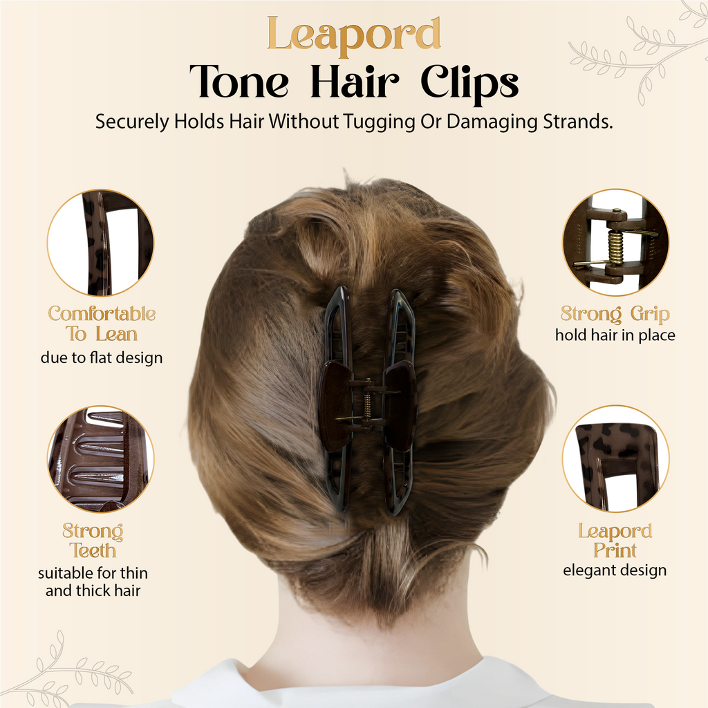 LEXIELLE Leopard Hair Clips, Hair Claws Pack, Strong Hold No Slip Grip Claw Clips Hair Accessories and Lightweight Banana, Thick or Thin Hair Clip 6PCS Set for Woman Girl