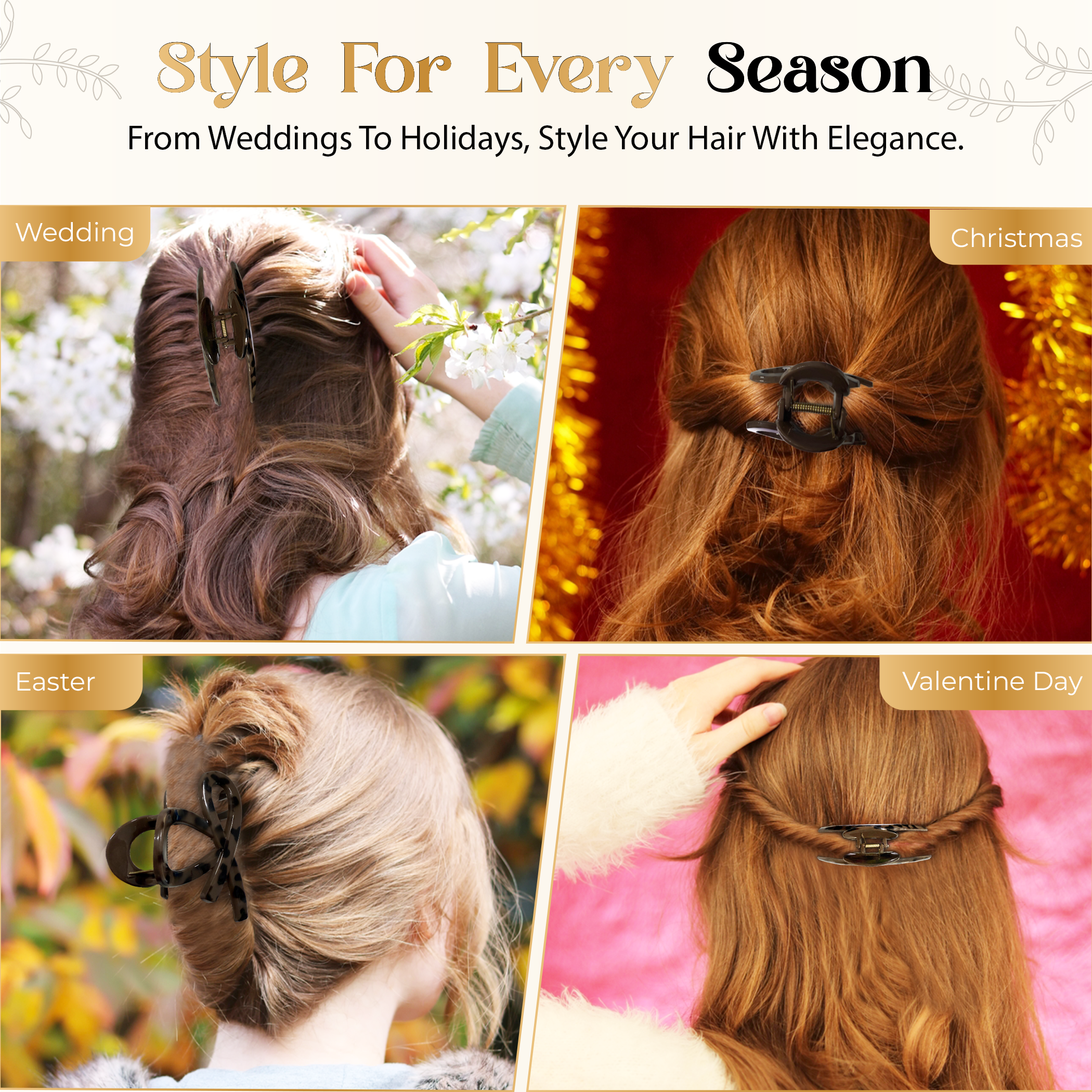 LEXIELLE Leopard Hair Clips, Hair Claws Pack, Strong Hold No Slip Grip Claw Clips Hair Accessories and Lightweight Banana, Thick or Thin Hair Clip 6PCS Set for Woman Girl